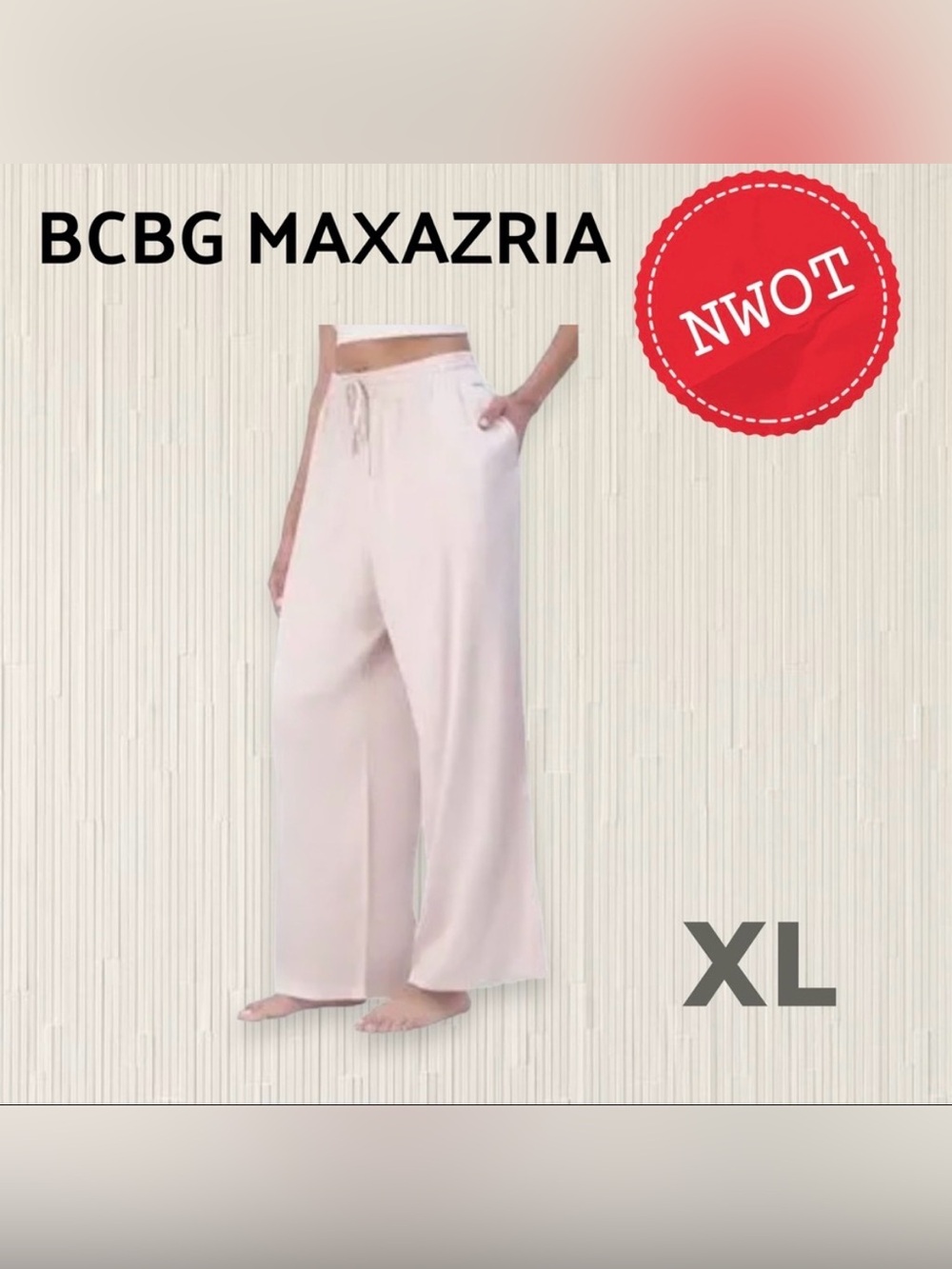 🇺🇸🆕NWOT BCBGMAXAZRIA | XL | Light pink satin lounge pants wide legs**